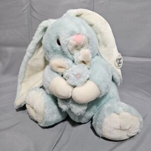 Chrisha Playful Plush Vintage NWT Easter Bunny Rabbits Blue Holiday Spring Decor